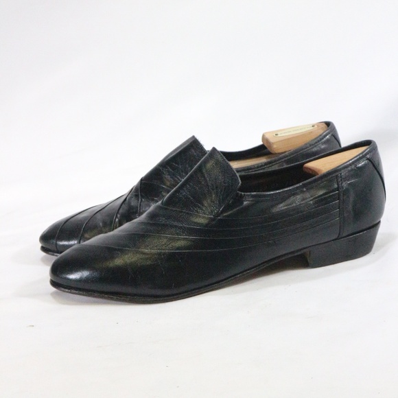 VTG STACY ADAMS Mens Black Leather Loafers Sz 10.5 US Men